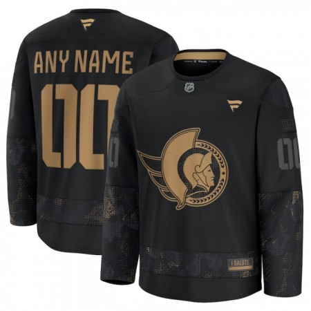 Miehille NHL Ottawa Senators Pelipaita Custom Fanatics Military Appreciation Practice 2024-25 Musta